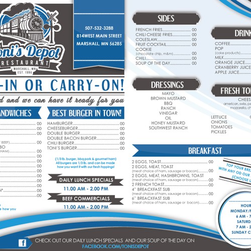 Sub & Burger Restaurant needs NEW DESIGN take out menu! Design by esse.