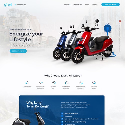 Designs | Design brand new website for a long-term electric scooter ...