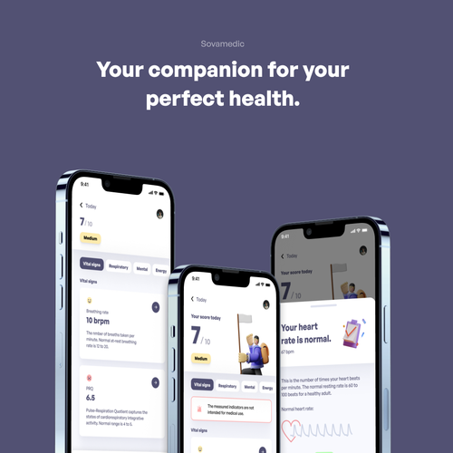 Wellness "vital signs" app - redesign Design by 0aaniel