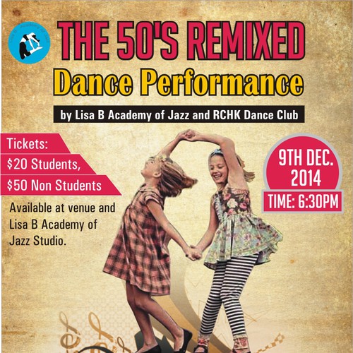 Create a poster and program for a 50's Remixed themed kids dance show! Design by swanandi2010