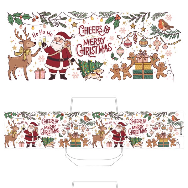Illustration for drinking glasses inspired by Christmas