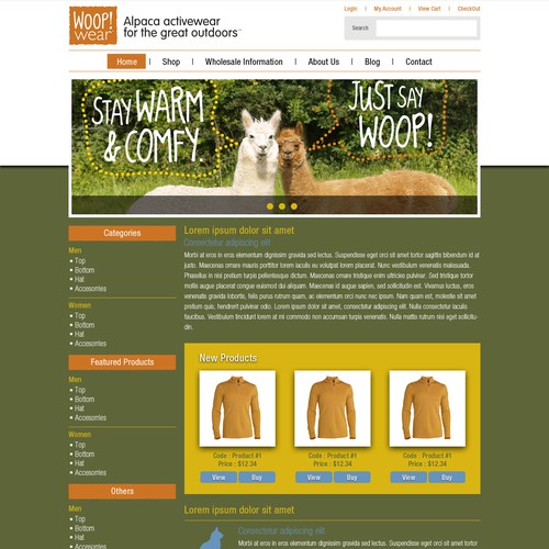 Website Design for Ecommerce Business - Alpaca based clothing company. デザイン by odhed™