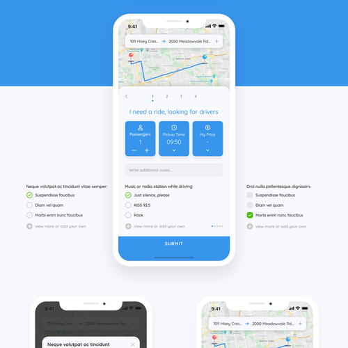 4 screen redesign for an Uber-for-X platform app Design by EYB