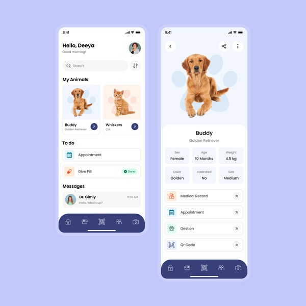 Design by Deeya.design™ titled "App Design for Pets"