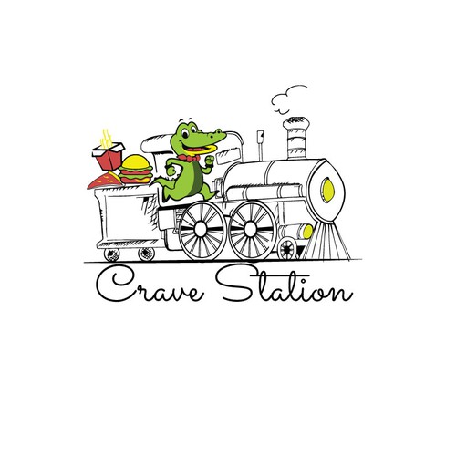 Logo for train-themed, beach side food court in South Carolina Design by sloba0512