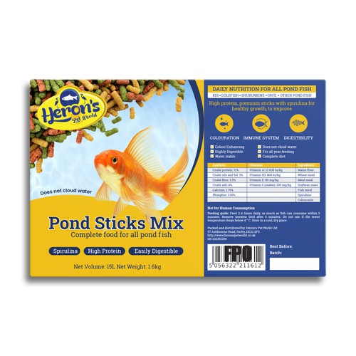 Designs | Design a product label for premium pond stick mix, fish food ...