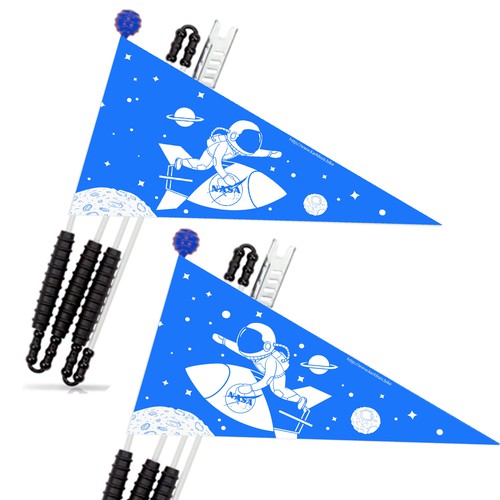 Bicycle flag for boys with space theme Design by udik urban