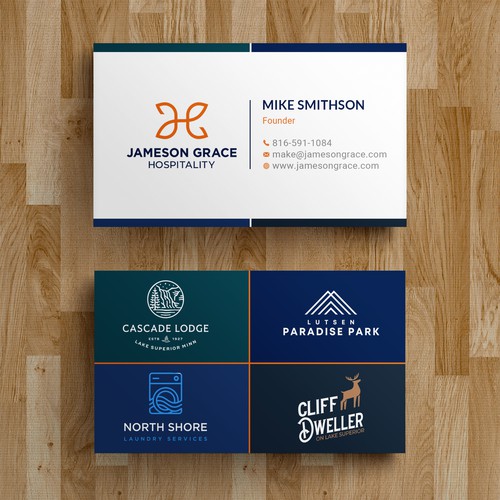 Create a modern and clean business card for a parent company with 4 subsidiaries Design by Roni_