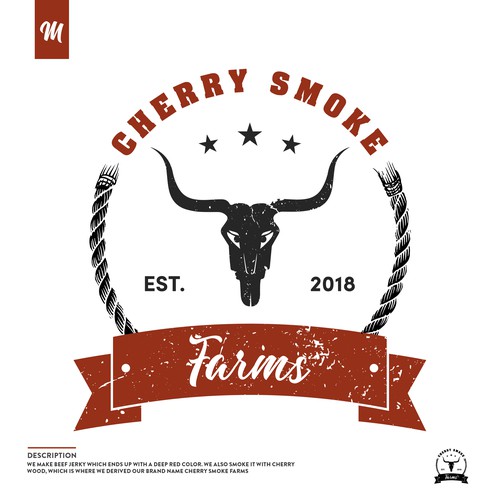 Beef Jerky logo for Cherry Smoke Farms Logo design contest
