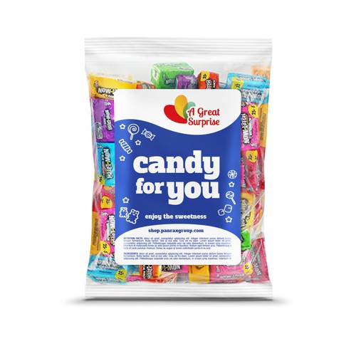 Design a modern, clean, chic, and professional candy label. Diseño de Plush Design