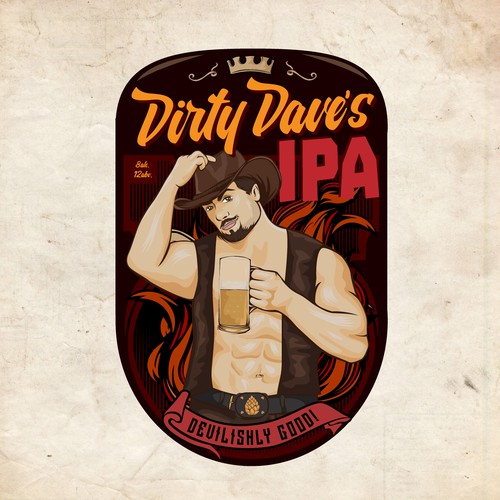 Cool and edgy craft beer logo for Dirty Dave's IPA (made by Bone Hook Brewing Co) Réalisé par Paul Thunder