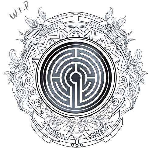 Sacred Labyrinth Psychedelic Tattoo Design by Jezzus