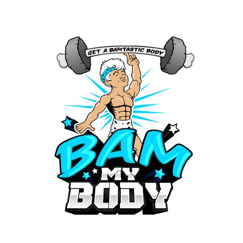 Cartoon like mascot lifting weights or flexing, Logo design contest