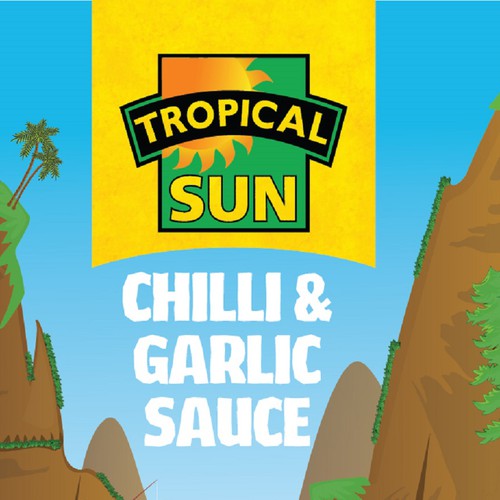 Tropical Sun Chilli & Garlic Sauce Label Digital Painting Design by Parth Dhakaan