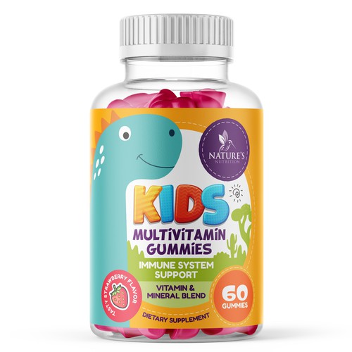 Tasty Kids Multivitamin Gummies Product Label for Nature's Nutrition Design by gs-designs