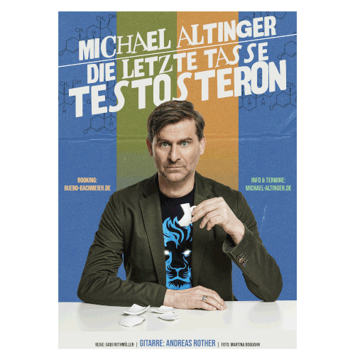 eye catching tour poster for comedian Michael Altinger Design by Graphics Guru 87