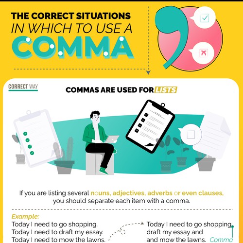 Comma rule infographic to appeal to students of any age Design by DanielRW