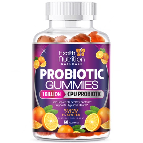 Healthy Probiotic Gummies Label needed for Health Nutrition-ontwerp door agooshe