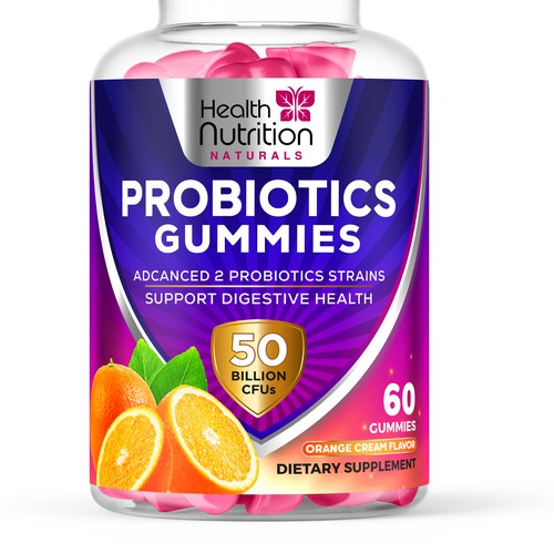 Healthy Probiotic Gummies Label needed for Health Nutrition Design by JOHN's_AlphaCreation