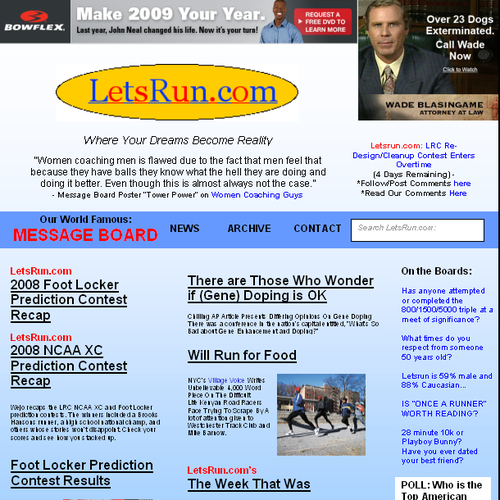 LetsRun.com Homepage Re-Design/Cleanup Diseño de txrunnergirl