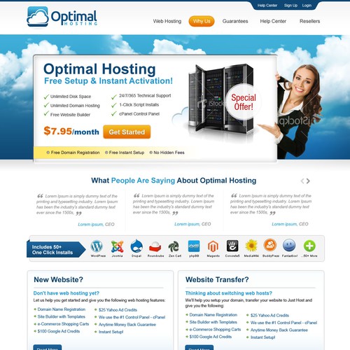 New website design wanted for Optimal Hosting デザイン by AxilSolutions
