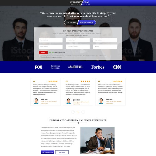 Design a Landing Page for Attorney.com Design by v.senthildesigner