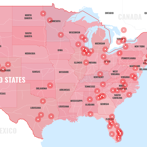 Design a coverage map for an eCommerce brand's authorized installers Design by Dnylo