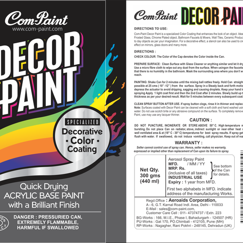 Product Label Design for AEROSOL SPRAY PAINT CAN Design by Exocast33