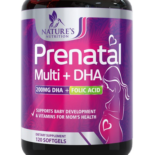 Prenatal Vitamins Label Design needed for Nature's Nutrition Réalisé par DagDigi