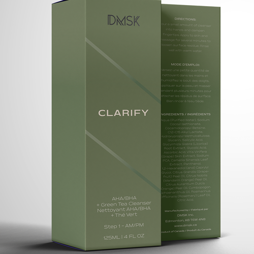 Luxury, high-end product box design for facial cleanser. Design by Santiago Trabucco