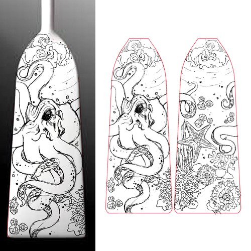 Dragon Boat Paddle Design: Octopus/ Kraken Design by DeeStinct