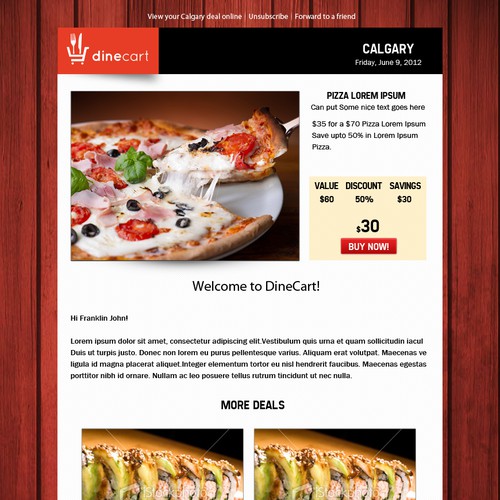website design for DineCart Design by Franklin John