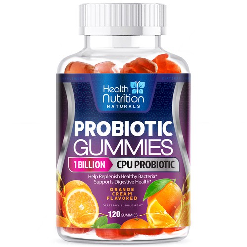 Healthy Probiotic Gummies Label needed for Health Nutrition Design by agooshe