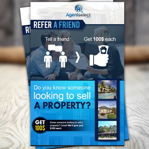 Design a "Refer a friend" campaign flyer for a real estate agency Postcard, flyer or print contest