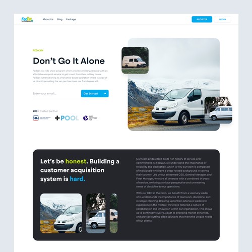 Modern Vanpool Franchise Marketing Landing Page Design by Kevin Rachmadiansyah