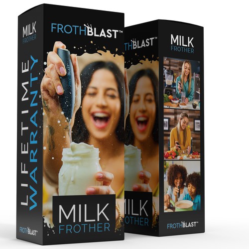 "Design a BOX design for MILK FROTHER  product" Réalisé par interaksi