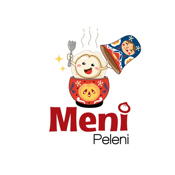 Design by Sf.Lee titled "Fun and whismical dumpling character in logo for restaurant."