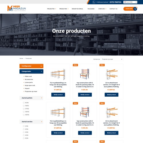 Creative website templates for a leading pallet racks company_ Meermagazijn Design by Aj3664