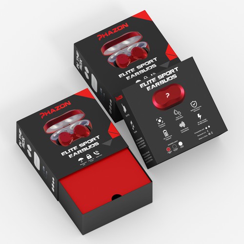 Wireless earbuds packaging box sleeve design Design por interaksi