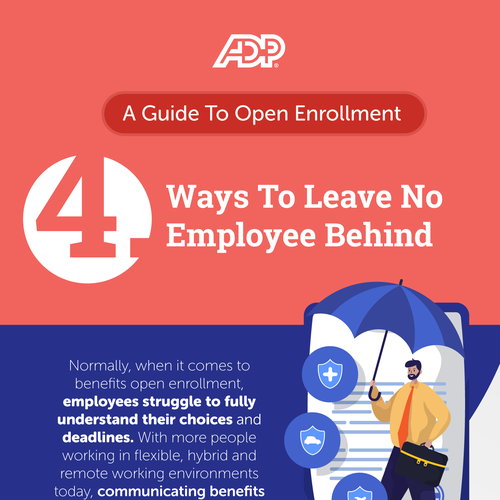 Design an infographic for ADP providing advice on communicating benefits open enrollment Design by ellie_designs