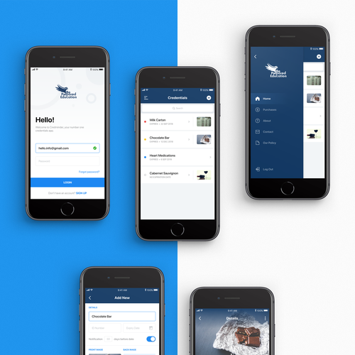 Design UI/UX for credential monitoring iOS app. Design by Ratko Batinic