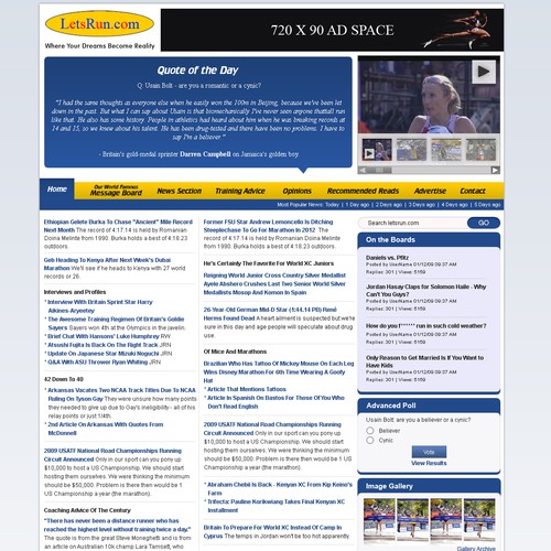 LetsRun.com Homepage Re-Design/Cleanup Diseño de GDT Design