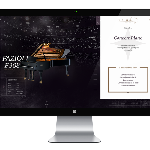 Create the best looking piano website in the world!  page design
