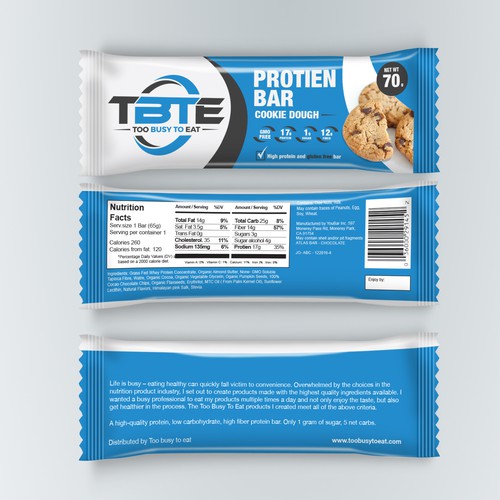 Design a unique protein bar wrapper for Too Busy To Eat Design von dannymerrion