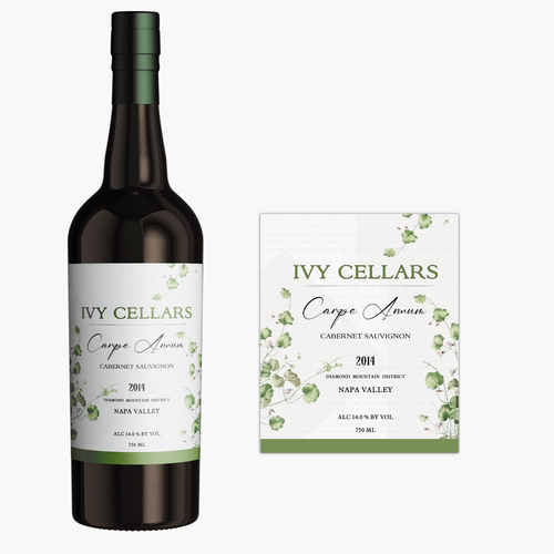 Ivy Cellars sparkling wine label Design by halesen