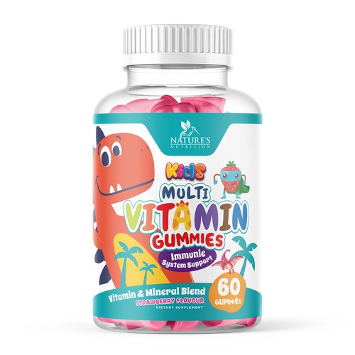 Tasty Kids Multivitamin Gummies Product Label for Nature's Nutrition Design by Designer_John