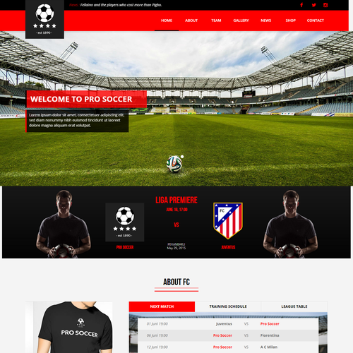 Create a beautiful football/soccer club homepage design | Web page ...