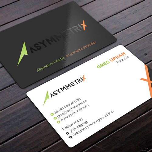 Design a cool, edgey but sophisticated business card for an alternative investment firm. Design von prosenjit_P