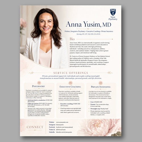 "Create the very best one-pager for a Yale doctor and executive coach!" winning Product packaging