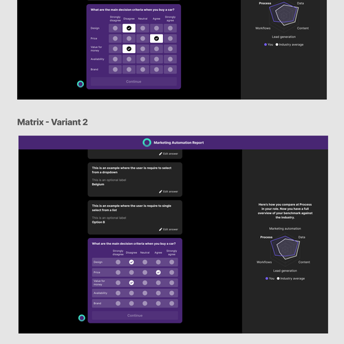 Web app design for a chat like survey with follow up designs Design by LiviuAMDI
